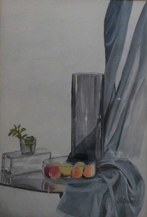 Water color still life with apples